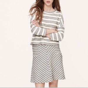 Ann Taylor Grey Black and White Tweed Stripe Skirt